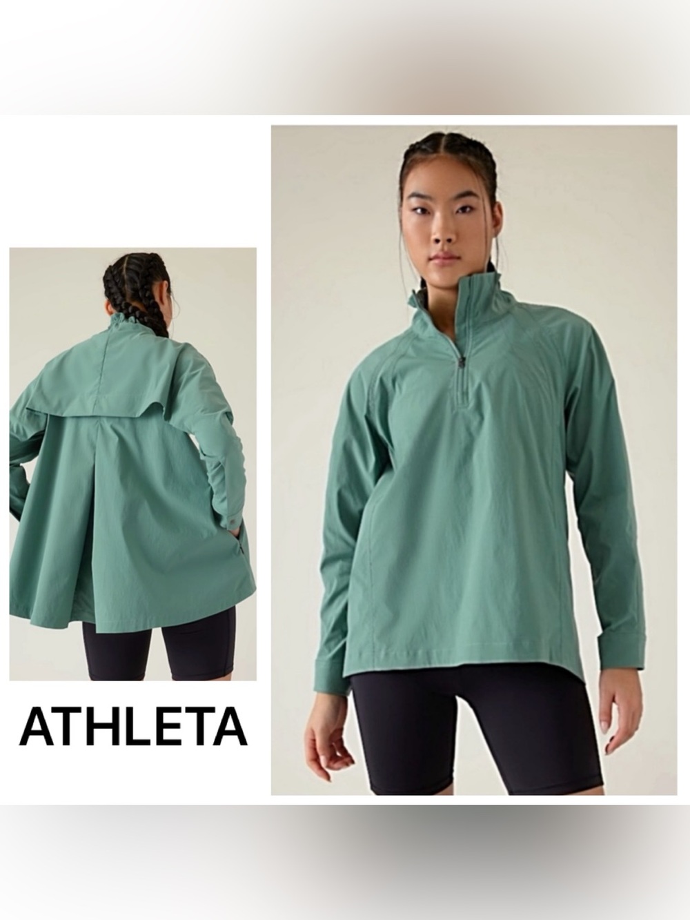 💥SALE-Nwt’s-$158 ATHLETA Advantage Poplin Top L Shirt *Teal Lightweight Quick Dr